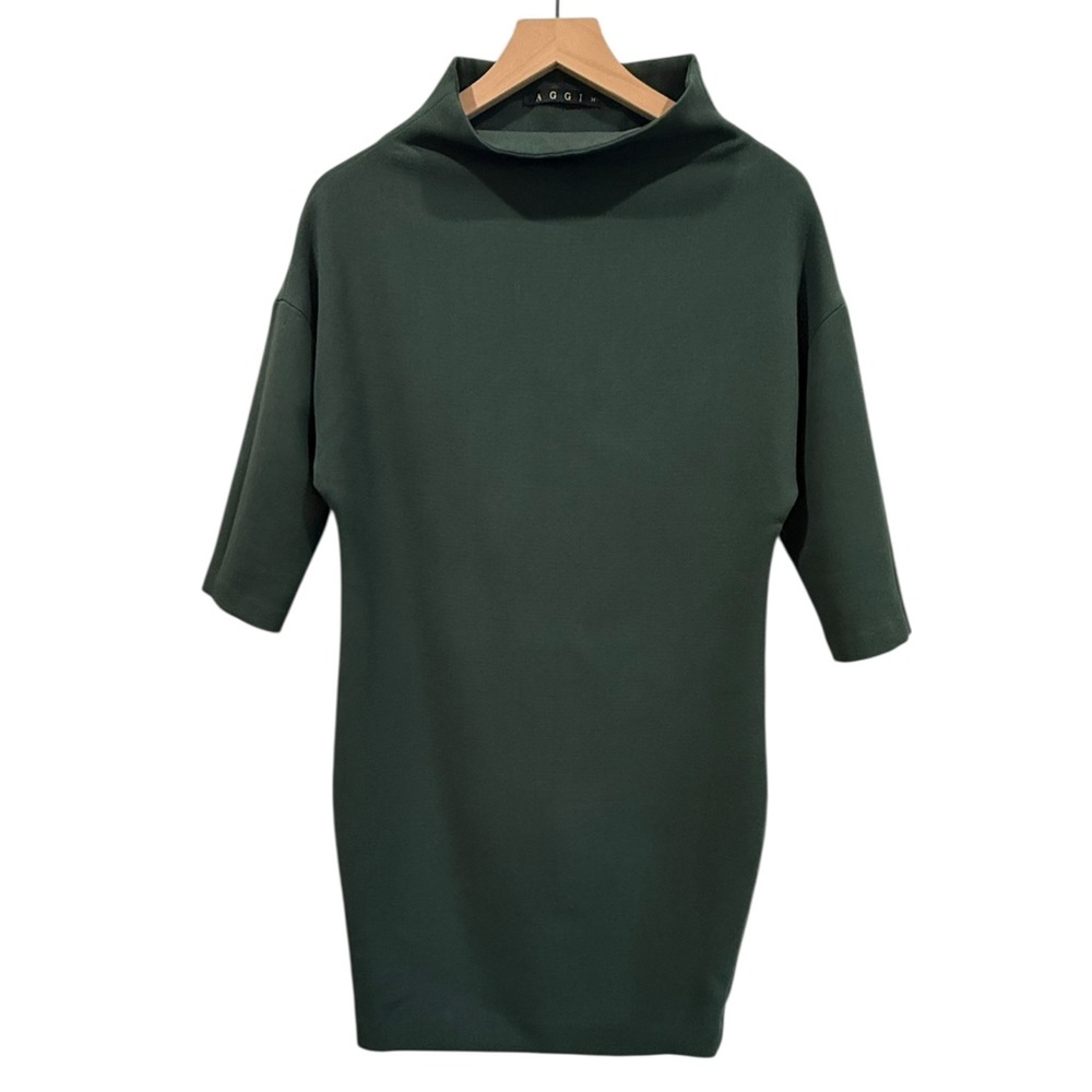AGGI Dark Green Mockneck Forest‎ Green Sheath Dress EU 34 US 2/4